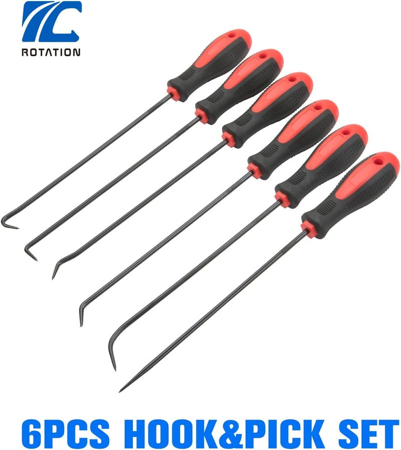 ROTATION Extra Long Precision Hook and Pick Set, 6-Piece Set, Chrome Vanadium Steel Shaft, for Remove Hoses and Gaskets, Auto and Electronics Maintenance Tools - Image 2